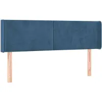 vidaXL Tête de lit avec oreilles bleu foncé 147x16x78/88 cm velours