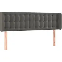 vidaXL Tête de lit avec oreilles gris foncé 147x16x78/88 cm velours