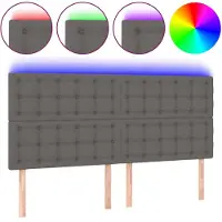 vidaXL Tête de lit LED Gris 160x5x118/128 cm Similicuir