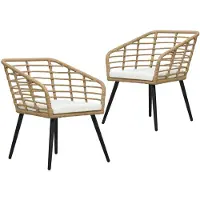 vidaXL Chaises de jardin 2 pcs. avec coussins Poly rotin chêne