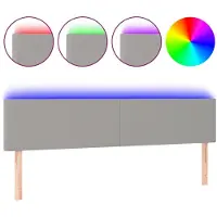 vidaXL Tête de lit LED gris clair 180x5x78/88 cm Tissu
