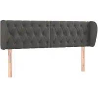 vidaXL Tête de lit avec oreilles gris foncé 163x23x78/88 cm velours