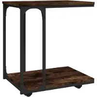 vidaXL Table d'appoint à roues Chêne fumé 50x35x55,5 cm