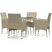 vidaXL 5-tlg. Garten-Essgruppe Poly Rattan Beige