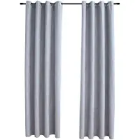 vidaXL Rideaux occultants avec anneaux en métal 2 pcs Gris 140x225 cm