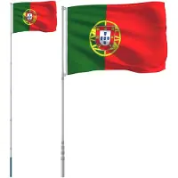 vidaXL Drapeau du Portugal et mât 5,55 m Aluminium