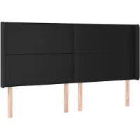 vidaXL Tête de lit avec oreilles Noir 183x16x118/128 cm Similicuir