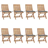vidaXL Chaises de jardin pliantes avec coussins 8 pcs. Bois massif teck
