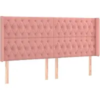 vidaXL Tête de lit avec oreilles rose 203x16x118/128 cm velours