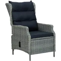 vidaXL Chaise de jardin "Jugenheim" en rotin PE rond, acier revêtu par poudre en gris clair. Dimensions (L/H/P) 57x100x88 cm