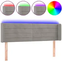 vidaXL Tête de lit LED gris clair 147x16x78/88 cm velours
