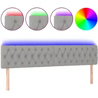 vidaXL Tête de lit LED gris clair 180x7x78/88 cm Tissu