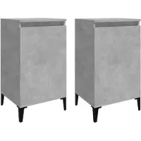 vidaXL Tables de chevet 2 pcs gris béton 40x35x70 cm bois d'ingénierie