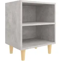 vidaXL Table de chevet avec pieds en bois Gris béton 40x30x50 cm