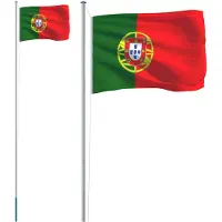 vidaXL Drapeau du Portugal avec mât 6,23 m Aluminium