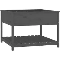 vidaXL Jardinière et étagère Gris 111,5x111,5x81 cm Bois massif de pin