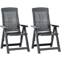vidaXL Chaises de jardin réglables 2 pcs. Plastique Anthracite