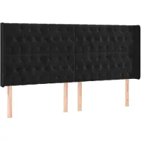 vidaXL Tête de lit avec oreilles noir 203x16x118/128 cm velours