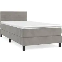 vidaXL Lit boxspring avec matelas gris clair 90x200 cm velours