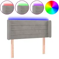 vidaXL Tête de lit LED gris clair 103x16x78/88 cm velours