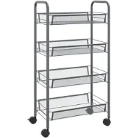 vidaXL Chariot de cuisine 4 plateaux Gris 46x26x85 cm Fer