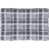 vidaXL Coussin de palette motif à carreaux gris 120x80x12 cm tissu