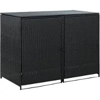 vidaXL Box pour poubelles 2 tonnes Poly rotin noir 148x80x111 cm