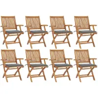 vidaXL Chaises de jardin pliantes avec coussins 8 pcs. Bois massif teck