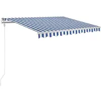 vidaXL Store automatique rétractable 300x250 cm bleu et blanc