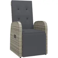 vidaXL Chaise longue de jardin avec revêtement Poly rotin gris