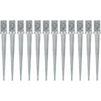 vidaXL Piquets au sol 12 pcs Argenté 8x8x76 cm Acier galvanisé