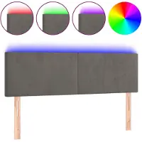 vidaXL Tête de lit LED gris foncé 144x5x78/88 cm velours