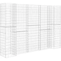 vidaXL Panier à plantes en gabion en forme de H fil d'acier 260x40x180 cm