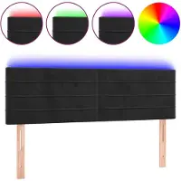 vidaXL LED Tête de lit noir 144x5x78/88 cm velours