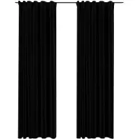 vidaXL Rideaux occultants aspect lin avec crochets 2pcs Noir 140x245cm