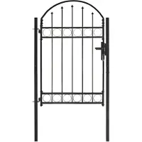 vidaXL Portail de clôture avec partie supérieure arquée en acier 104 x 150 cm Noir