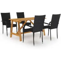 vidaXL Ensemble de jardin 5 pièces noir