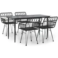 vidaXL Ensemble de jardin 5 pièces noir Poly rotin