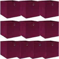 vidaXL Boîtes de rangement 10 pcs. Rouge foncé 32x32x32 cm Tissu