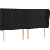 vidaXL Tête de lit avec oreilles noir 203x23x118/128 cm velours
