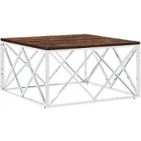 vidaXL Table basse en acier inoxydable et vieux bois massif