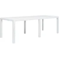 vidaXL Table de jardin blanche 220x90x72 cm plastique aspect rotin
