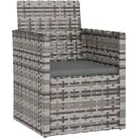 vidaXL Fauteuil de jardin avec coussins Gris Poly Rattan