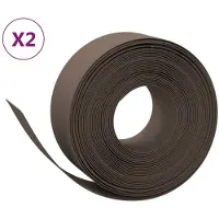 vidaXL Bordure de pelouse 2 pcs. Marron 10 m 20 cm Polyéthylène