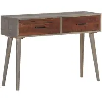 vidaXL Table console Gris 110x35x75 cm Bois de manguier massif brut