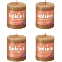 Bolsius Bougies pilier rustiques Shine 4 pcs 80x68 mm Marron épice