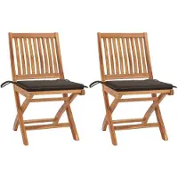 vidaXL Chaises de jardin 2 pcs. avec coussins taupe teck massif
