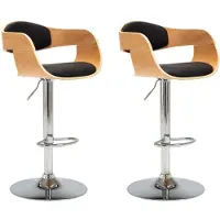 vidaXL Tabouret de bar 2 pcs. noir bois courbé et similicuir