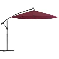 vidaXL Parapluie avec éclairage LED et mât en acier bordeaux