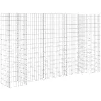 vidaXL Jardinière à gabion en H Fil d'acier 260x40x150 cm